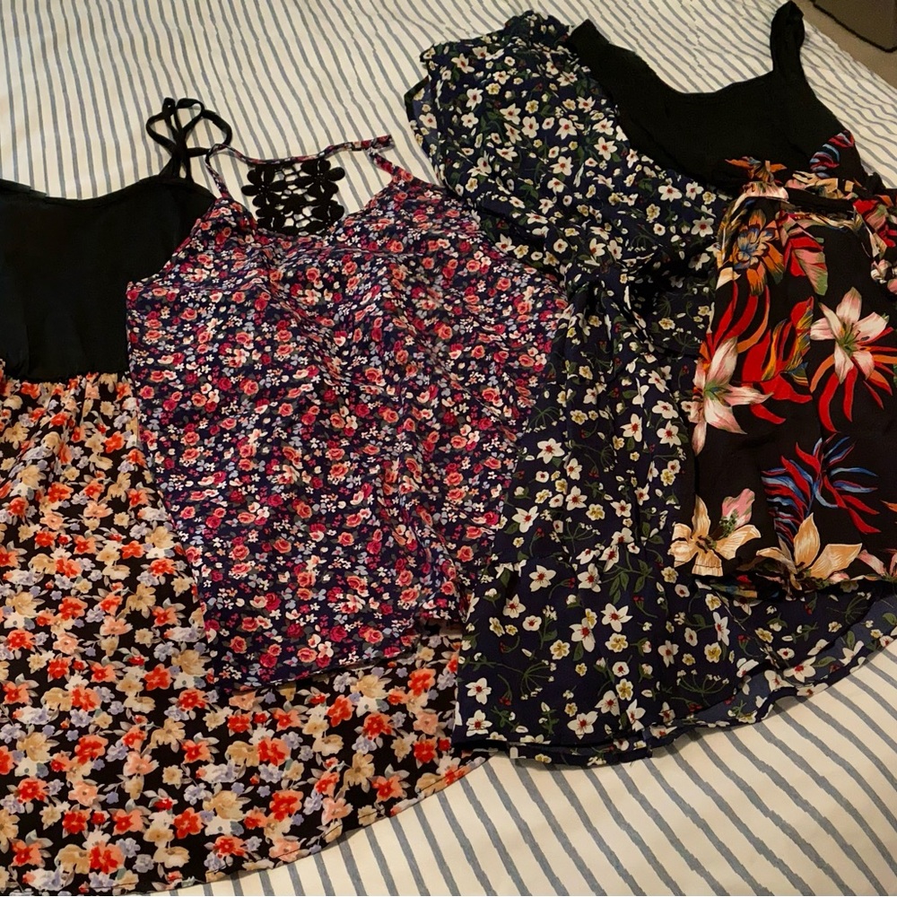 Bundle - dresses Floral Mixed Print Tank Tops - Navy, Black, Multi Floral